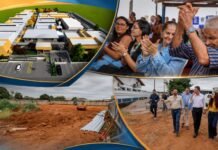 Lar do Idoso em Porto Velho terá obra de R$ 13 milhões e 80 vagas Montagem mostra projeto do Lar do Idoso em Porto Velho, idosos em evento e área de obra em Rondônia