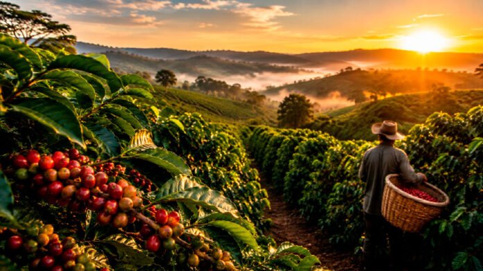 Lavoura de café em Rondônia durante safra de 2026