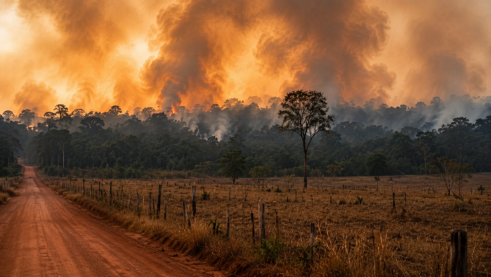 Queimadas na Amazônia acendem alerta em Rondônia com fumaça sobre área rural