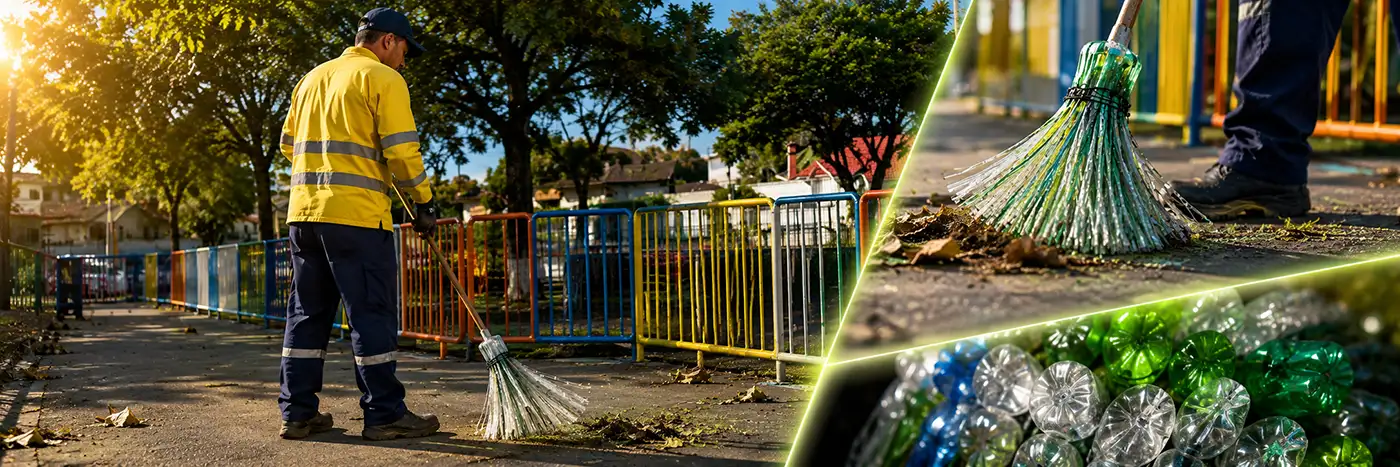 Reciclagem em Porto Velho reforça limpeza urbana com vassouras feitas de garrafas PET