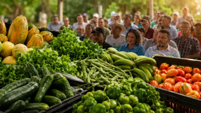 Frutas, verduras e produtores rurais representam agricultura familiar e compra de alimentos em Vilhena