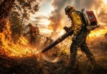 Governo libera R$ 337 milhões para combate a incêndios e desmatamento Brigadistas atuam no combate a incêndios e desmatamento durante operação de controle de queimadas em área de vegetação.