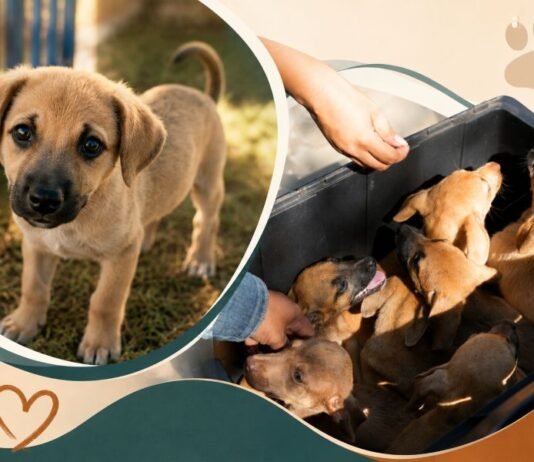 Feira reúne animais resgatados em busca de novos lares Filhote em destaque ao lado de cães resgatados durante ação voltada à adoção animal em Porto Velho