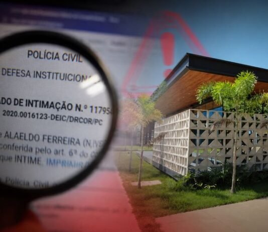 Criminosos usam nome da Justiça para aplicar golpes em Rondônia Composição jornalística mostra documento ampliado por lupa e prédio institucional em alerta sobre golpe da falsa decisão judicial em Rondônia