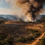 Porto Velho abre chamamento para reforçar combate a incêndios na estiagem Incêndios ambientais em área rural de Porto Velho com fumaça intensa durante o período de estiagem