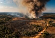 Porto Velho abre chamamento para reforçar combate a incêndios na estiagem Incêndios ambientais em área rural de Porto Velho com fumaça intensa durante o período de estiagem