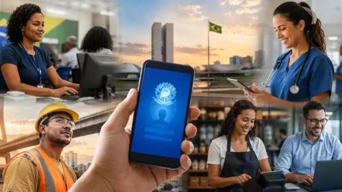 Carteira de trabalho digital em destaque representa crescimento do mercado de trabalho formal no Brasil