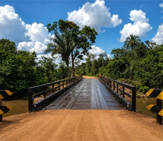 Ponte RO-267 sobre o rio Novo Mundo é concluída em Alvorada do Oeste Ponte de madeira recém-concluída na RO-267 aparece sobre o rio Novo Mundo, em área rural de Alvorada do Oeste.