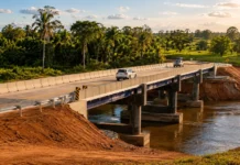 Ponte RO-495 tem tráfego liberado sobre o Rio Pimenta Bueno no Cone Sul Ponte RO-495 sobre o Rio Pimenta Bueno aparece com veículos em tráfego, representando a liberação da travessia em Chupinguaia.
