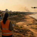 Porto Velho executa plano contra impactos do Super El Niño Equipes monitoram rio baixo e fumaça ao fundo em Porto Velho durante plano de prevenção contra o Super El Niño