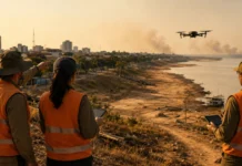 Porto Velho executa plano contra impactos do Super El Niño Equipes monitoram rio baixo e fumaça ao fundo em Porto Velho durante plano de prevenção contra o Super El Niño