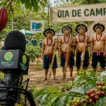 RuralCast leva estúdio de gravação ao Dia de Campo Paiter Suruí e transforma produção indígena em conteúdo para Rondônia RuralCast Paiter Suruí registra Dia de Campo com microfone, café e cacau em Cacoal