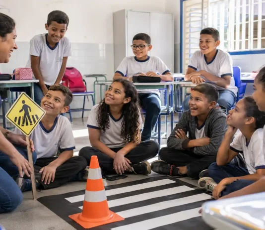 Detran inicia nova turma do Agente Mirim em Porto Velho Agente mirim no trânsito inicia nova turma em Porto Velho com aula prática de educação viária em sala de aula.