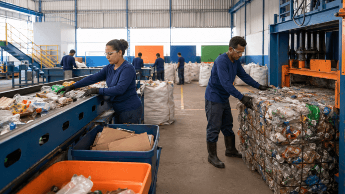 Trabalho organizado na reciclagem Cooperativas de catadores organizam triagem de materiais recicláveis em Rondônia