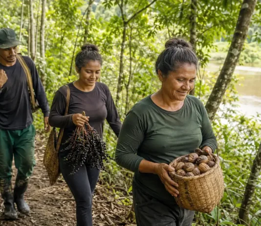Famílias de Resex em Rondônia podem receber até R$ 8 mil por conservar floresta Família tradicional em floresta amazônica preservada representa o Floresta+ Amazônia em Rondônia