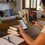 Compra de livros são vistos como investimento por 47% dos brasileiros Pessoa organiza livros e orçamento doméstico ao planejar a compra de livros.