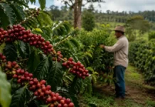 ConCafé Rondônia abre inscrições para produtores de Robustas Amazônicos Cachos maduros de café robusta amazônico em lavoura de Rondônia para matéria sobre o ConCafé Rondônia