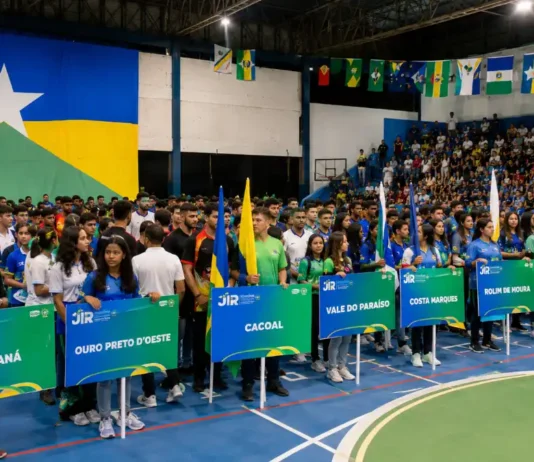 Jaru será sede das duas fases do JIR 2026 após ajuste técnico Imagem de arquivo da abertura dos Jogos Intermunicipais de Rondônia usada em matéria sobre o JIR 2026 em Jaru