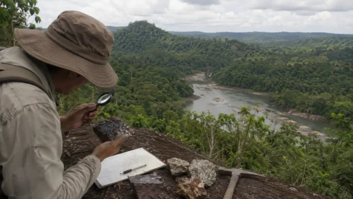 Arte horizontal sobre minerais críticos em Rondônia destaca a participação do estado nos processos minerários da Amazônia Legal.
