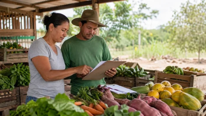 Agricultores conferem cadastro para fornecer alimentos ao PAA Primavera de Rondônia.