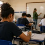 Pé-de-Meia paga 4ª parcela e orienta estudantes de Rondônia Estudantes da rede pública em sala de aula durante rotina escolar ligada ao Pé-de-Meia 2026