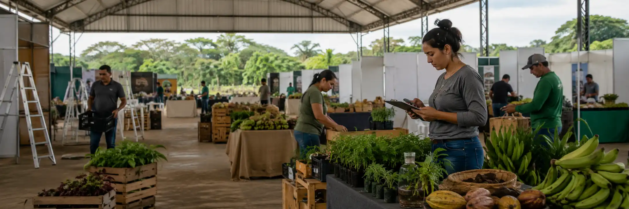 Expositores organizam estandes e produtos para a Agrotec 2026 em Porto Velho.