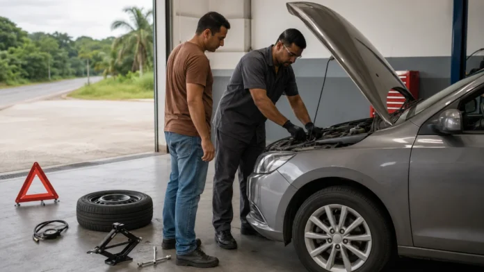 Revisão preventiva do veículo em oficina antes de viagem pelas rodovias de Rondônia