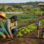 Água na irrigação responde por metade da retirada no Brasil Água na irrigação é monitorada por produtor e técnica em propriedade rural de Rondônia