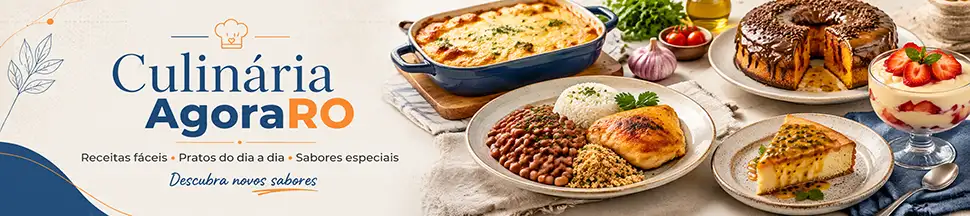 Banner da página Culinária AgoraRO com receitas fáceis, pratos do dia a dia e sabores especiais