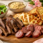 Churrasco na airfryer com carne, linguiça e queijo coalho Churrasco na airfryer facil com carne, linguiça, queijo coalho e pão de alho