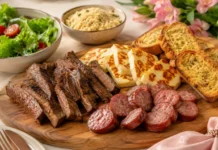 Churrasco na airfryer com carne, linguiça e queijo coalho Churrasco na airfryer facil com carne, linguiça, queijo coalho e pão de alho