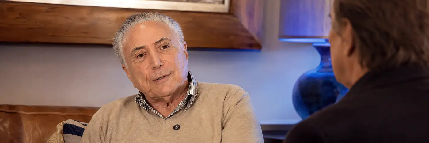 Michel Temer durante entrevista no programa Acima de Tudo o Amor sobre fé, solidariedade e apoio ao Hospital de Amor