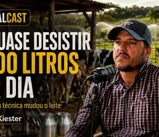 Produtor sai de quase desistir do leite para superar 300 litros por dia Rogério Kiester participa do RuralCast sobre pecuária leiteira em Rondônia, assistência técnica, manejo de pastagem e produção de leite