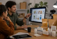 Anvisa inicia revisão da propaganda de alimentos e medicamentos Pessoa consulta catálogo digital de alimentos e medicamentos durante a revisão da Anvisa sobre propaganda.