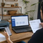 Receita deixa de fornecer cópia do Imposto de Renda presencialmente Contribuinte usa notebook e celular para obter cópia do IR pelos canais digitais da Receita Federal.