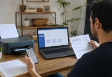 Receita deixa de fornecer cópia do Imposto de Renda presencialmente Contribuinte usa notebook e celular para obter cópia do IR pelos canais digitais da Receita Federal.