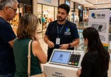 Porto Velho Shopping recebe exposição sobre urna eletrônica até domingo Visitantes conhecem a exposição da urna eletrônica com orientação de servidor do TRE-RO em shopping de Porto Velho.