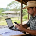 ITR 2026 começa nesta segunda; veja quem precisa declarar em Rondônia Produtor rural consulta documentos e celular durante o início do prazo do ITR 2026.