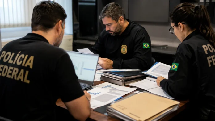 Operação Heritage cumpre mandados em Rondônia Agentes analisam documentos durante representação da Operação Heritage, que cumpriu mandados também em Rondônia.