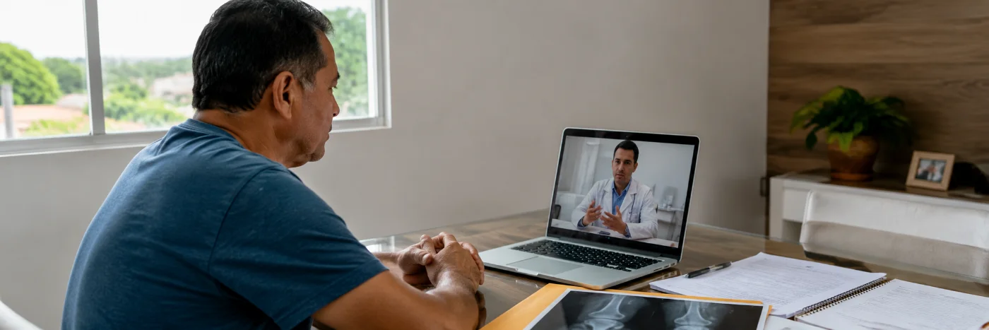 Teleconsultas de ortopedia em Ji-Paraná com paciente agendado em videochamada médica