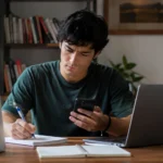 Prazo para complementar inscrição no Fies termina hoje Estudante consulta o celular durante o prazo do Fies que termina hoje.