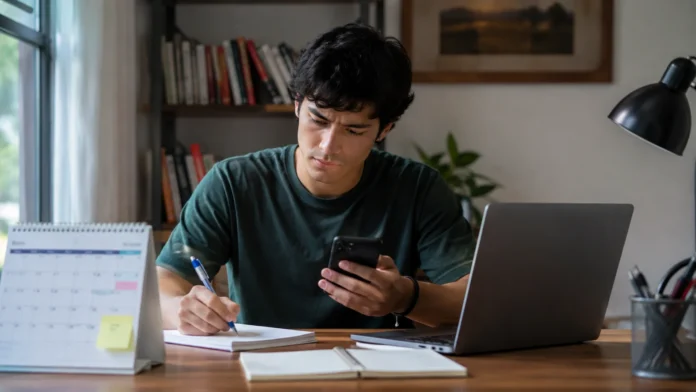 Estudante consulta o celular durante o prazo do Fies que termina hoje.