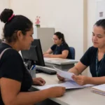 Guajará-Mirim abre pré-inscrições para 90 moradias populares Mulher recebe orientação sobre o Minha Casa Minha Vida em Guajará-Mirim.
