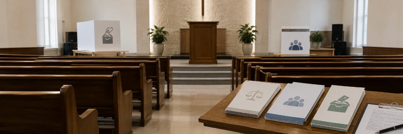 Templo religioso ilustra orientação sobre propaganda eleitoral em igrejas nas Eleições 2026