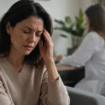 Novo remédio para enxaqueca deve chegar ao Brasil em 2027 Remédio contra enxaqueca é tema de consulta médica com paciente adulta