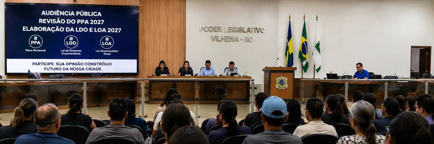 Audiência sobre PPA, LDO e LOA para o orçamento 2027 em Vilhena