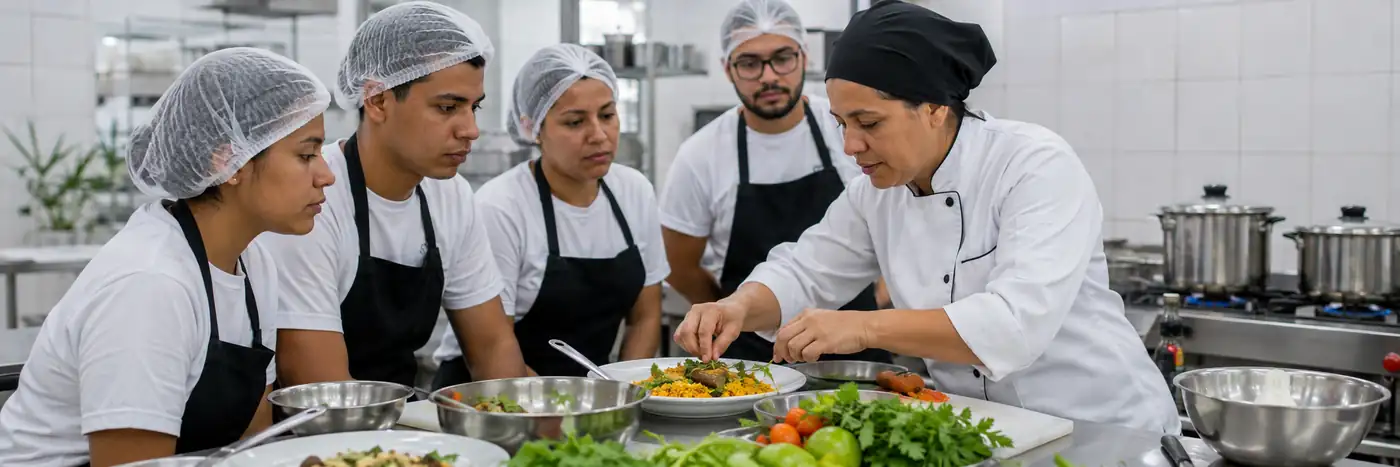 Aula prática de Cozinha Regional em curso gratuito oferecido em Jaru