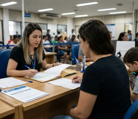 MPF apura exigência de documento com foto para criança no INSS em Porto Velho Responsável e criança em atendimento administrativo ilustrativo relacionado ao INSS e ao BPC
