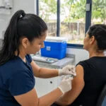 Três unidades de Porto Velho abrem para vacinação neste sábado Profissional realiza vacinação em Porto Velho durante atendimento em unidade de saúde