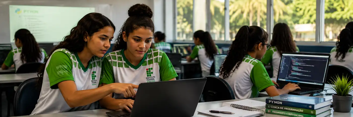 estudantes em atividade no curso de Python do IFRO